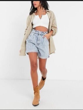 NWOT Free People We The Free Dogtown Stripe Denim Shorts